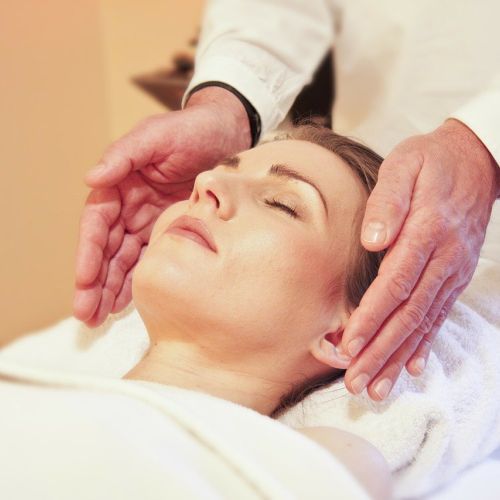 woman having a head massage